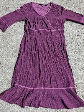 Purple V-neck Midi Dress